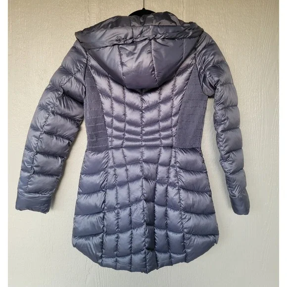 Women's Bernardo EcoPlume Hooded Packable Quilted Jacket-Blue Sz XS - Picture 2 of 12
